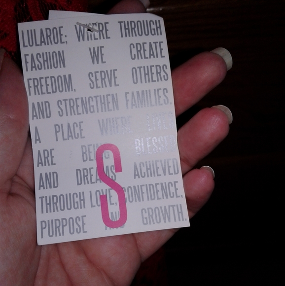 Red Lularoe Lace Monroe Top blouse shirt cover up - Picture 5 of 8